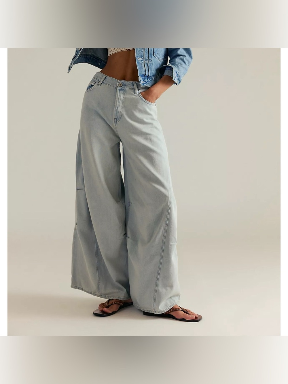 NWT Free People Westward Demi Barrel Jeans Light Blue 26 - Picture 14 of 14